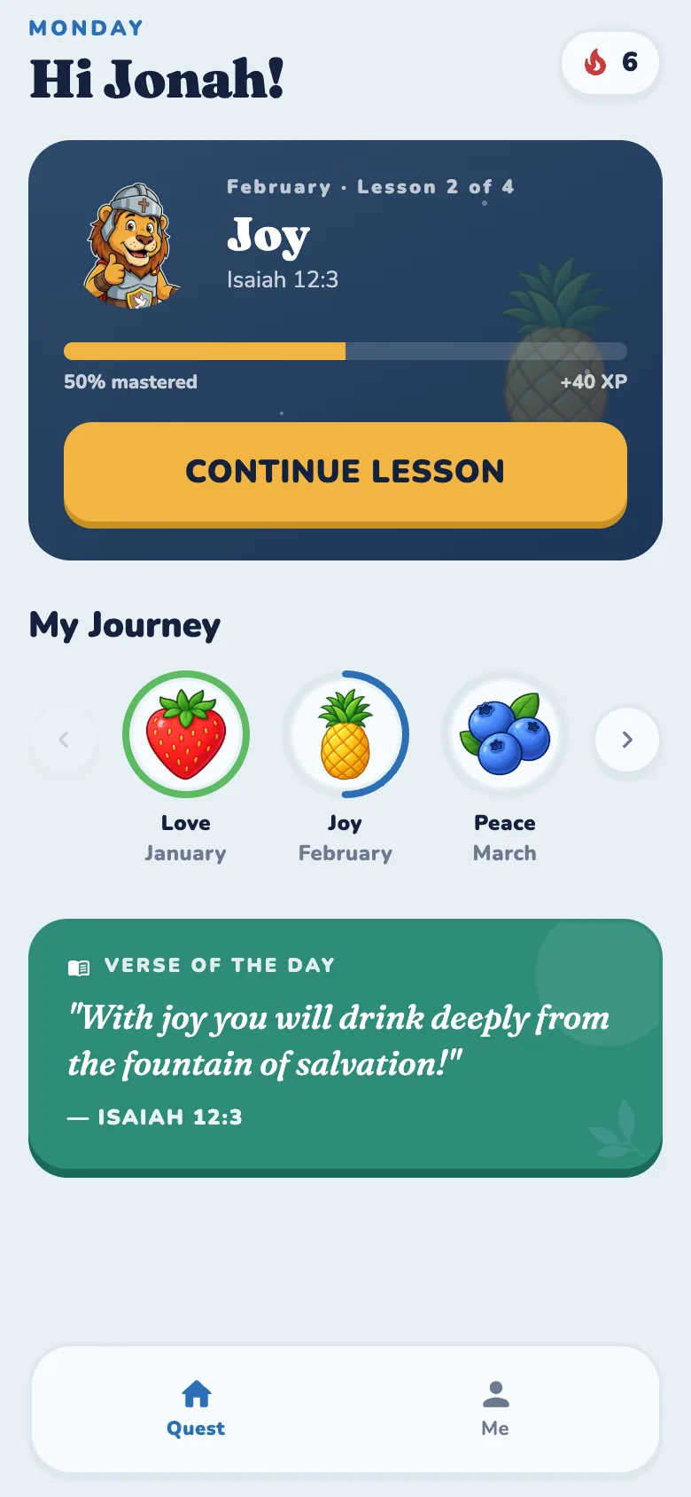 Home: Hi Jonah, continue lesson
